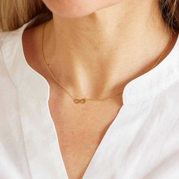Infinity Necklace Gold Infinity Eternity Necklace Forever Figure 8 Charm Gift - Picture 3 of 5